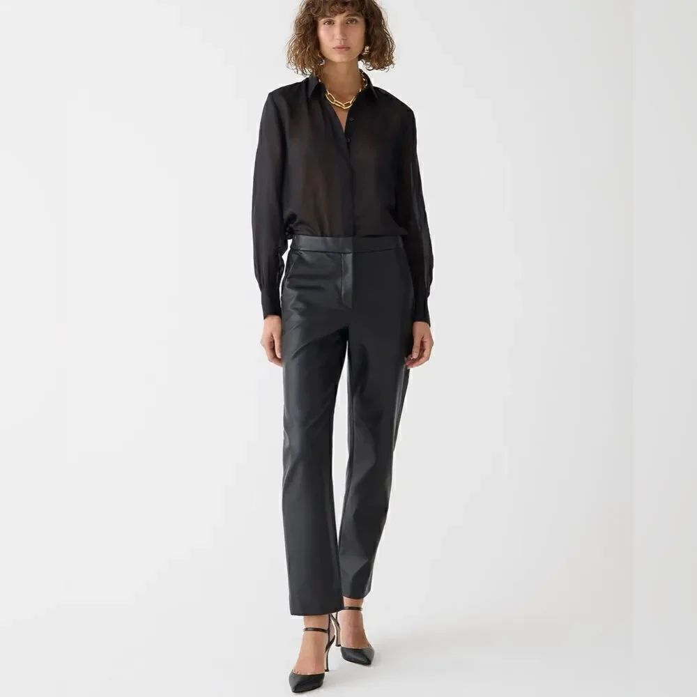 J Crew Faux Leather Kate Straight Leg Pants NWT
